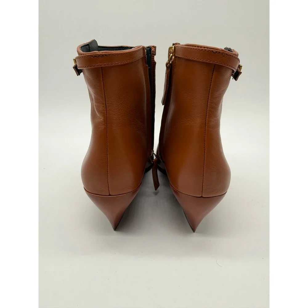 Franco Sarto Amber Leather Ankle Boots‎ Womens 7M Brown Excellent  Buckle Zip